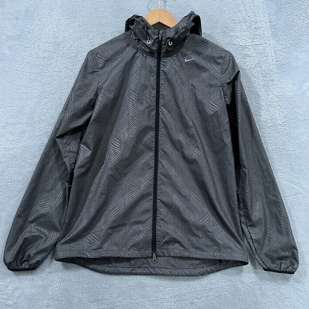 Nike Running Jacket‎ Womens Medium Gray Reflective Windbreaker Lightweight